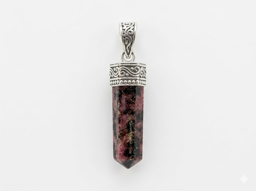 Stress Relief & Heart Healing Pendant (Rhodonite)