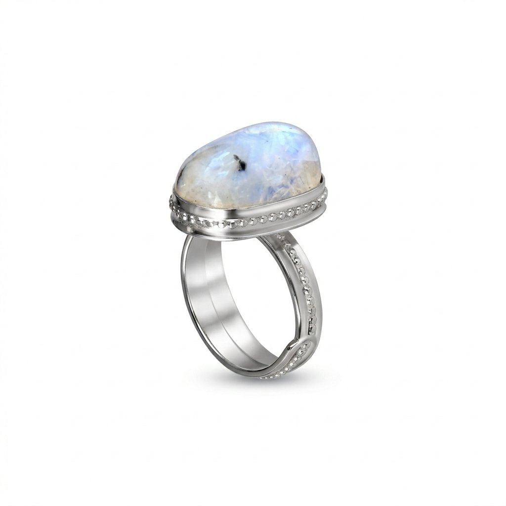 Emotional Balance & New Beginnings Ring (Rainbow Moonstone)